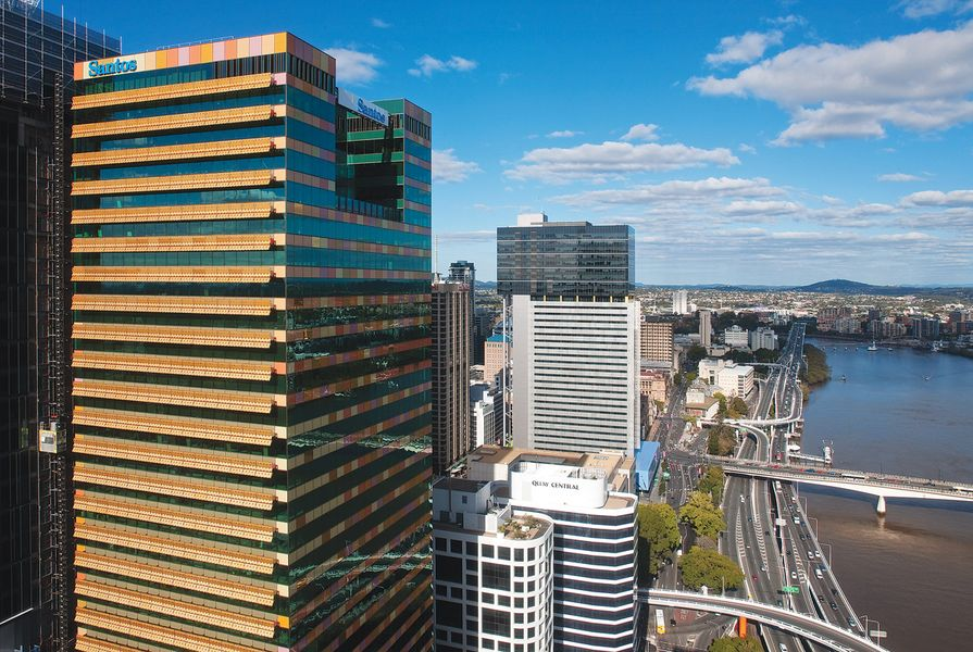 Aerial view of Santos Place and Brisbane CBD
